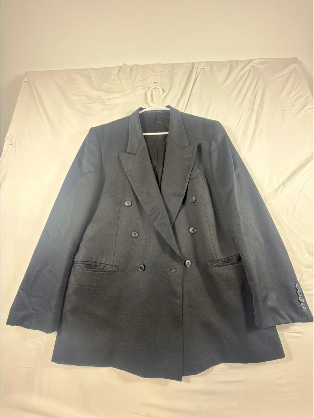 André Villard Paris Men's Black Wool Double-Breasted Blazer Suit Jacket Size 42R